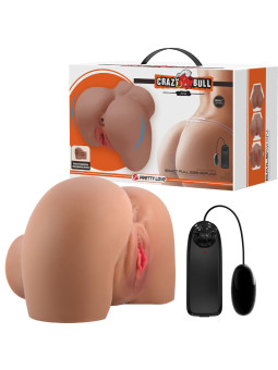 MASTURBADOR REALISTA DOBLE ENTRADA VIBRADOR CONTROL REMOTO DE LA MARCA CRAZY BULL