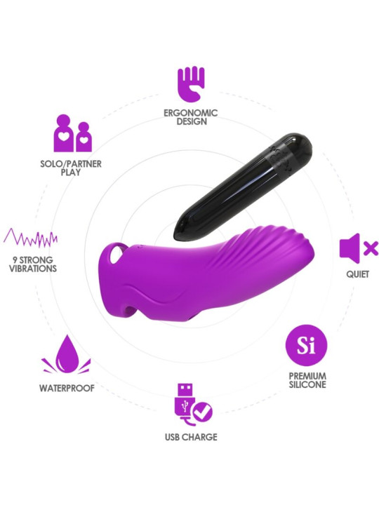 VIBRADOR DEDAL AURORA 9 MODOS SILICONA MÉDICA DE LA MARCA ARMONY VIBRATORS