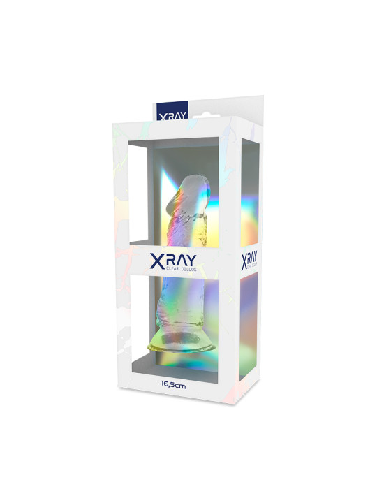 DILDO TRANSPARENTE VENTOSA 16.5CM JELLY HIPOALERGÉNICO DE LA MARCA X RAY