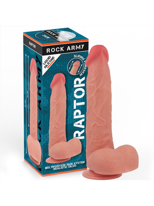 DILDO REALISTA DOBLE DENSIDAD SILICONA LÍQUIDA 24CM VENTOSA DE LA MARCA ROCK ARMY