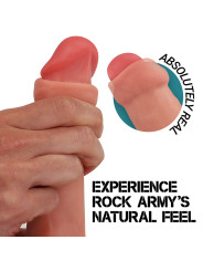 DILDO REALISTA DOBLE DENSIDAD SILICONA LÍQUIDA 24CM VENTOSA DE LA MARCA ROCK ARMY