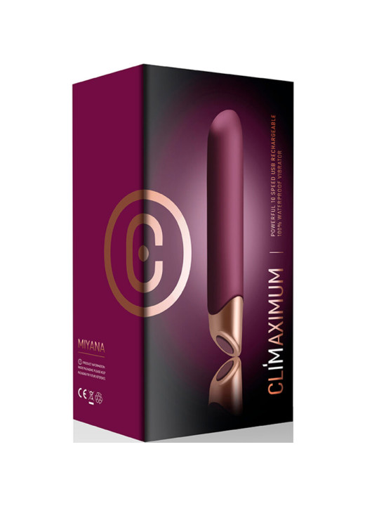 MIYANA VIBRADOR RECARGABLE 10 MODOS RESISTENTE AGUA DE LA MARCA CLIMAXIMUM