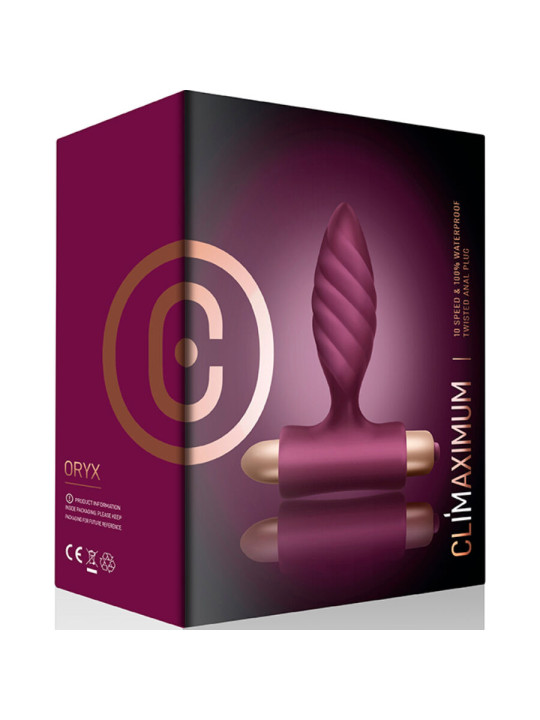 PLUG ANAL VIBRADOR ESPIRAL SILICONA 10 MODOS ORYX DE LA MARCA CLIMAXIMUM