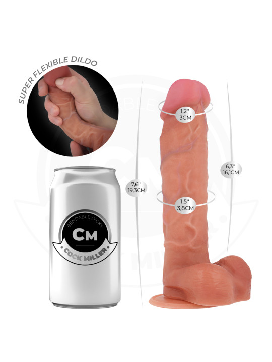 DILDO HIPERREALISTA ARTICULABLE SILICONA 19CM VENTOSA DE LA MARCA COCK MILLER