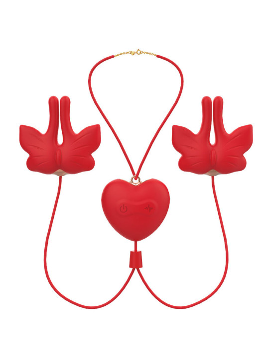 ARMONY PINZAS PARA PEZONES MAGNETICA CON VIBRACION FORMA MARIPOSA ROJO