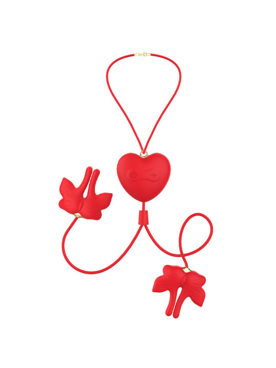 ARMONY PINZAS PARA PEZONES MAGNETICA CON VIBRACION FORMA MARIPOSA ROJO