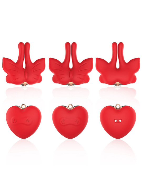 ARMONY PINZAS PARA PEZONES MAGNETICA CON VIBRACION FORMA MARIPOSA ROJO