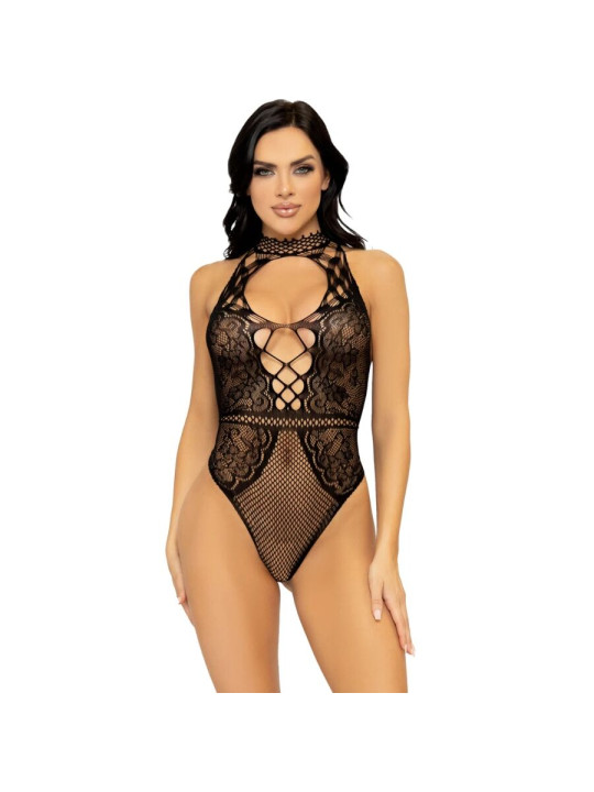 LEG AVENUE BODY CON ESCOTE HALTER Y ABERTURA ESPALDA DE ENCAJE TALLA UNICA