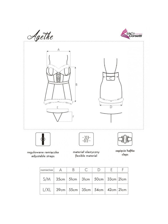 LIVCO CORSETTI FASHION AGETHE LC 90607 CAMISA TANGA GORRO NAVIDENO L XL