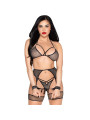 LEG AVENUE 89362 SET TOP TANGA LIGUERO ESPOSAS NEGRO TALLA UNICA