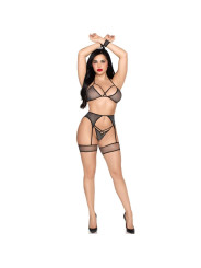 LEG AVENUE 89362 SET TOP TANGA LIGUERO ESPOSAS NEGRO TALLA UNICA