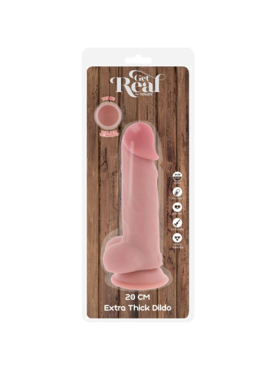 GET REAL PENE REALISTICO DELUXE CON TESTICULOS EXTRA GRUESO 20 CM
