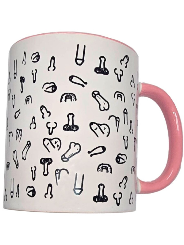 DIABLO PICANTE TAZA BLANCA PENES ASA ROSA 370 ML