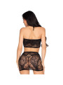 LEG AVENUE 81676 SET TOP MINIFALDA DE ENCAJE NEGRO TALLA UNICA