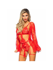 LEG AVENUE 86123 SET BODY BATA DE LIGUERO ROJO TALLA S
