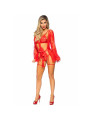 LEG AVENUE 86123 SET BODY BATA DE LIGUERO ROJO TALLA S