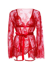 LEG AVENUE 86123 SET BODY BATA DE LIGUERO ROJO TALLA S