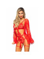 LEG AVENUE 86123 SET BODY BATA DE LIGUERO ROJO TALLA M
