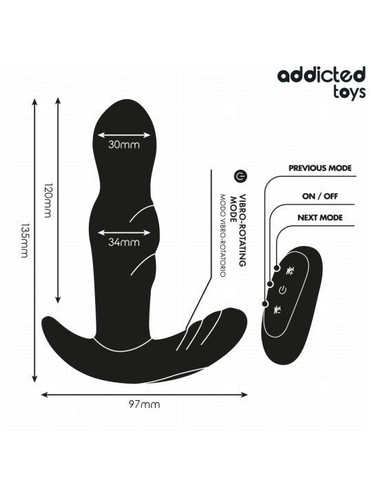 ADDICTED TOYS PLUG ANAL VIBRADOR ROTATORIO CONTROL REMOTO
