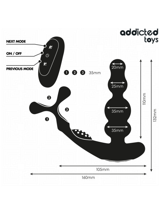 ADDICTED TOYS MASAJEADOR PROSTATICO ROTATORIO CONTROL REMOTO