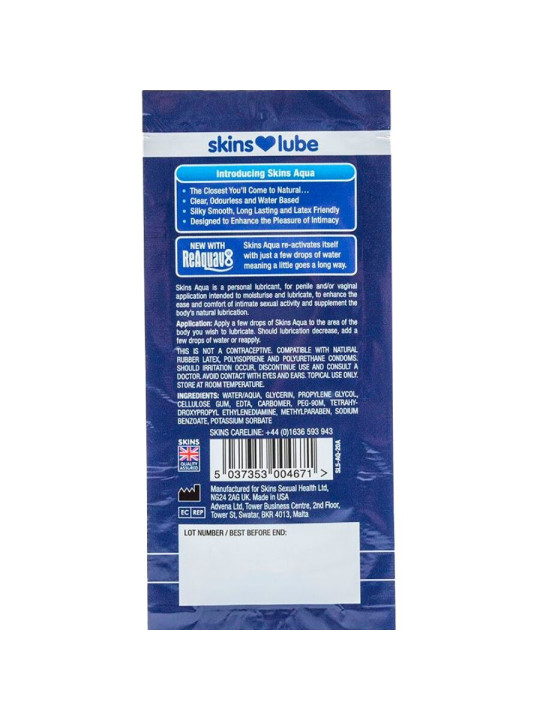 SKINS AQUA LUBRICANTE BASE DE AGUA MONODOSIS 5 ML