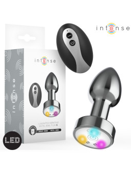 INTENSE PLUG ANAL DE METAL VIBRADOR CON LUCES LED Y CONTROL REMOTO TALLA S