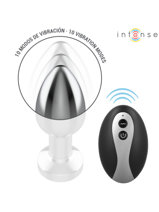 INTENSE PLUG ANAL DE METAL VIBRADOR CON LUCES LED Y CONTROL REMOTO TALLA M