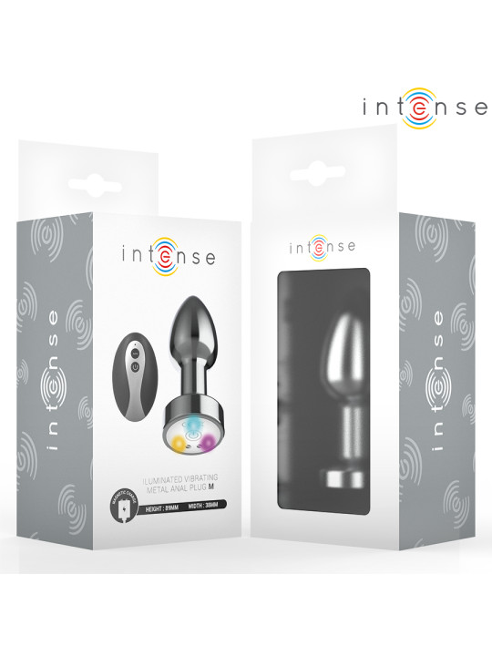 INTENSE PLUG ANAL DE METAL VIBRADOR CON LUCES LED Y CONTROL REMOTO TALLA M