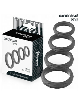 ADDICTED TOYS SET ANILLOS PENE TEXTURIZADOS 4 TAMANOS