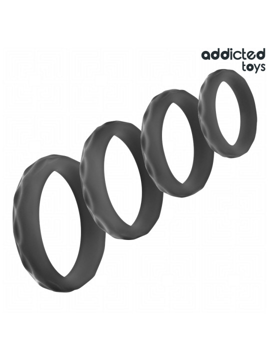 ADDICTED TOYS SET ANILLOS PENE TEXTURIZADOS 4 TAMANOS