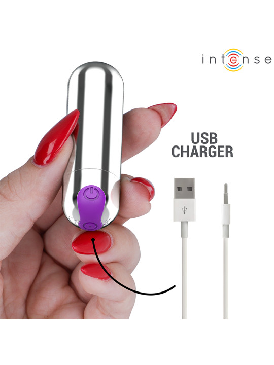 INTENSE KAREN MINI BALA VIBRADORA 10 MODOS RECARGABLE PLATEADO