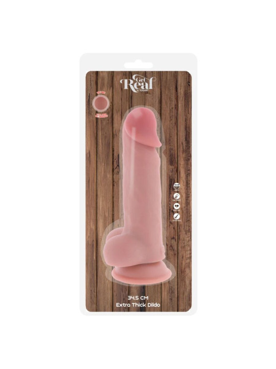 GET REAL PENE REALISTICO DELUXE CON TESTICULOS EXTRA GRUESO 345 CM