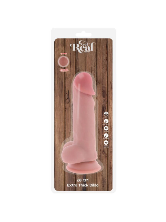 GET REAL PENE REALISTICO DELUXE CON TESTICULOS EXTRA GRUESO 28 CM