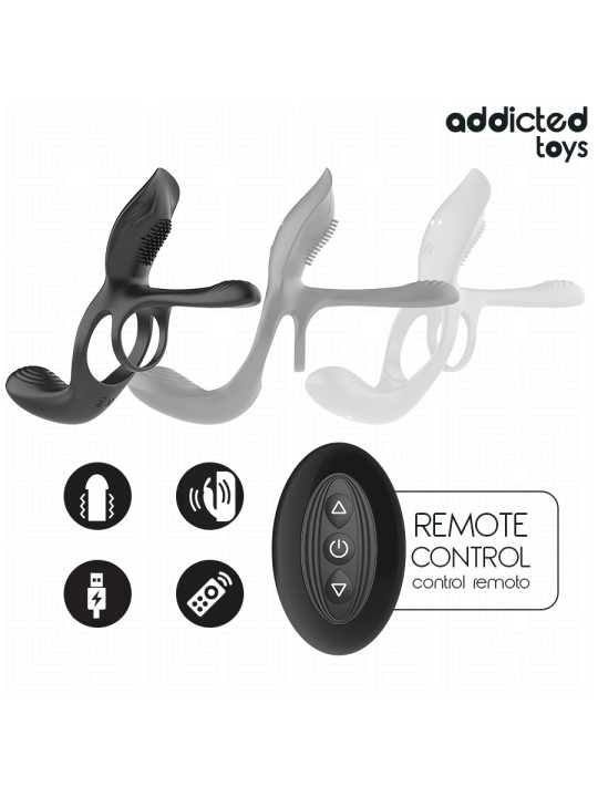 ADDICTED TOYS DOBLE ANILLO PARA EL PENE CON ESTIMULADOR DE CLITORIS
