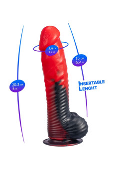 SILEXD DEVIL DILDO FANTASY SILICONA LIQUIDA TERMOREACTIVO ROJO NEGRO 203 CM