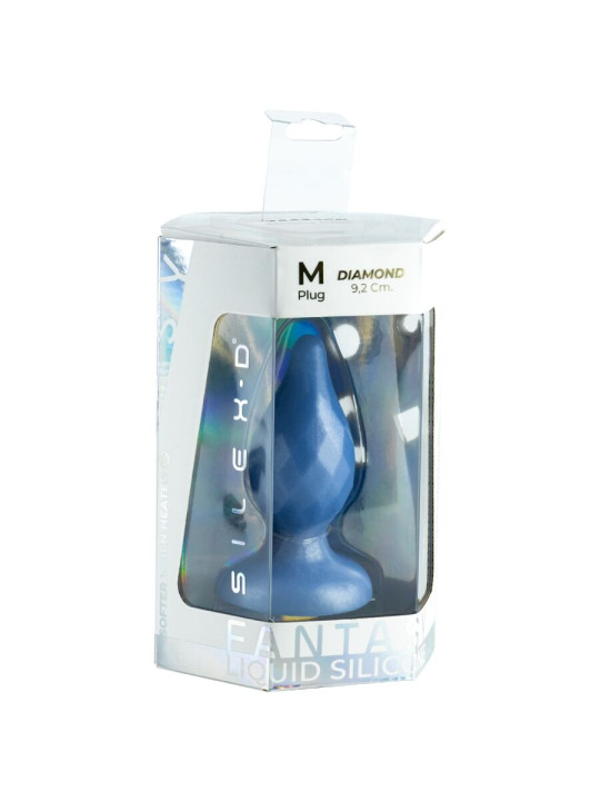 SILEXD DIAMOND PLUG ANAL FANTASY SILICONA LIQUIDA TERMOREACTIVO AZUL PERLA 92 CM