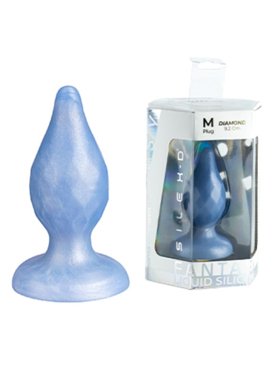 SILEXD DIAMOND PLUG ANAL FANTASY SILICONA LIQUIDA TERMOREACTIVO AZUL PERLA 92 CM