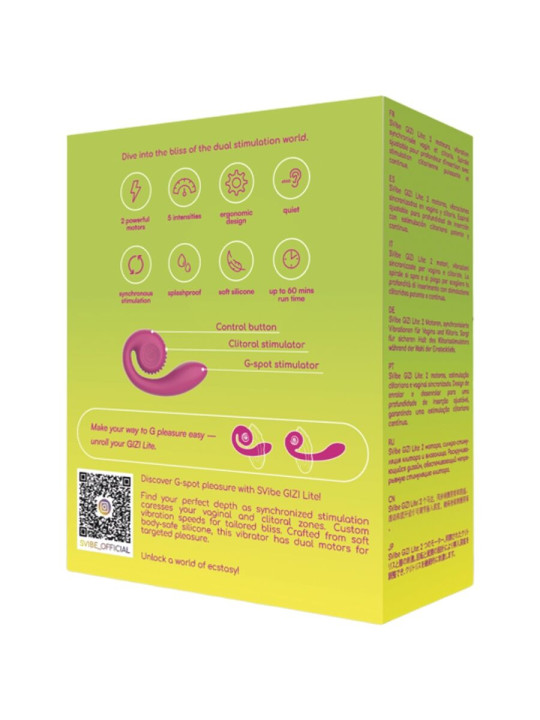 SNAIL VIBE GIZI LITE VIBRADOR DUAL PUNTO G Y CLITORIS ROSA
