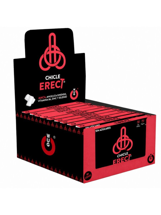 WUG ERECT DISPLAY 12 X 8 UDS Chicle funcional con Maca Zinc y Vitaminas para potenciar la energia y el rendimiento masculino