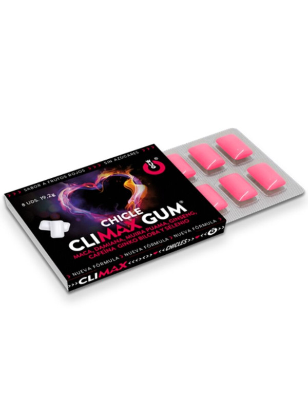 WUG Climax 1 X 8 UDS Chicle funcional con Maca Damiana y Ginseng para potenciar el deseo y la vitalidad intima