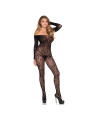 LEG AVENUE 89366 BODYSTOCKING DE LENCERIA DE ENCAJE NEGRO TALLA UNICA