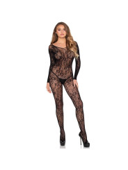 LEG AVENUE 89366 BODYSTOCKING DE LENCERIA DE ENCAJE NEGRO TALLA UNICA