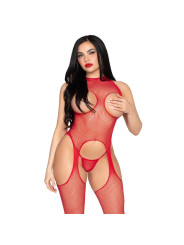 LEG AVENUE 89374 BODYSTOCKING SIN COPAS Y PANTY ROJO TALLA UNICA
