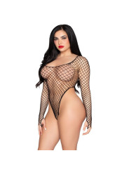 LEG AVENUE 89377 BODYSUIT DE RED INDUSTRIAL DE CORTE ALTO NEGRO TALLA UNICA