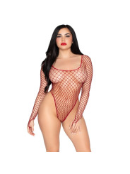 LEG AVENUE 89377 BODYSUIT DE RED INDUSTRIAL DE CORTE ALTO ROJO TALLA UNICA