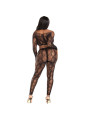 LEG AVENUE 89373 CROP TOP Y MEDIAS SIN PIE DE PITON NEGRO TALLA UNICA