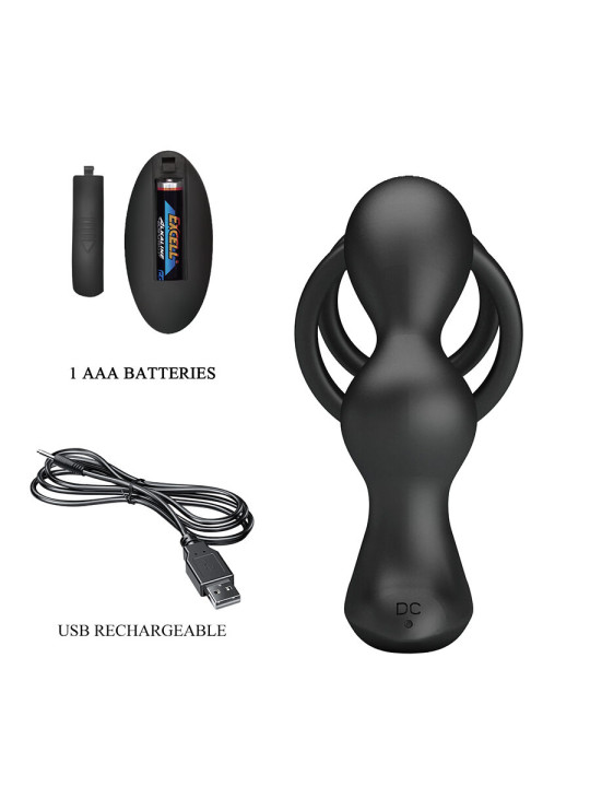 MR PLAY ANILLO PARA PENE CON PLUG ANAL CON VIBRACION CONTROL REMOTO