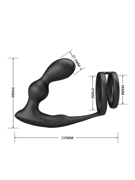 MR PLAY ANILLO PARA PENE CON PLUG ANAL CON VIBRACION CONTROL REMOTO