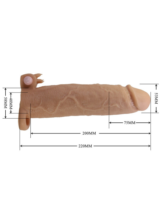 PRETTY LOVE XERXES FUNDA PARA PENE CON ESTIMULADOR DE CLITORIS Y VIBRACION