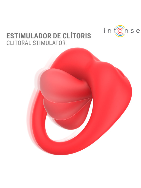 INTENSE RUSSELL ANILLO VIBRADOR CON ESTIMULACION DE CLITORIS ROJO